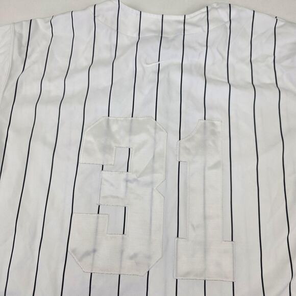 Vtg Y2k Nike Jersey Shirt Mens Extra Large Pinstripe Button Up 31 Baseball 90s - Picture 12 of 12